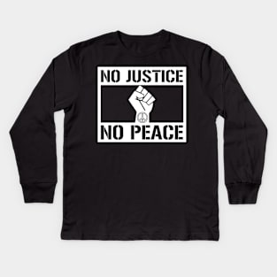 No Justice No Peace Graphic Tee Lives Matter Civil Rights Protest Kids Long Sleeve T-Shirt